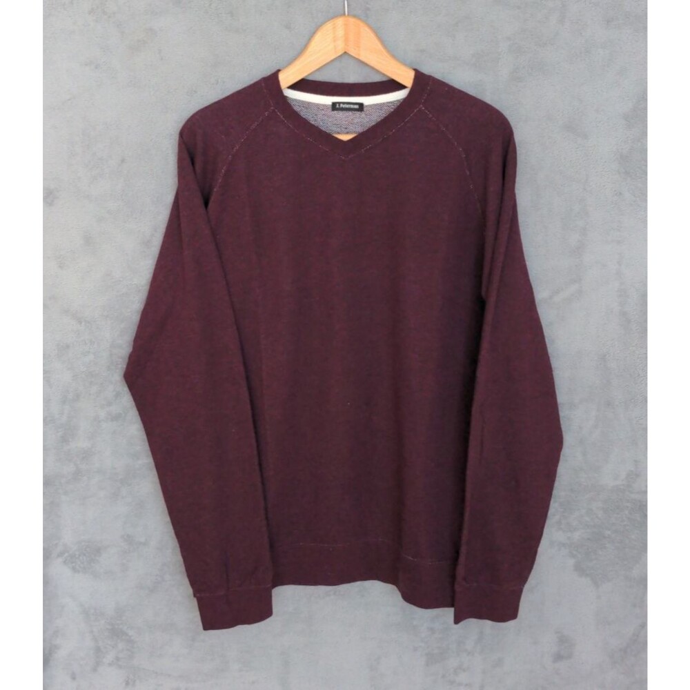 J. Peterman Being Comfortable V-Neck Sweatshirt Men's Large Maroon Raglan Style